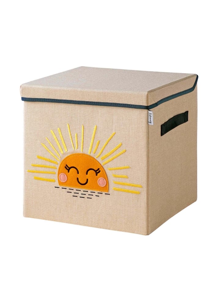 Aufbewahrungsbox mit Deckel Sonne, 33x33x33cm