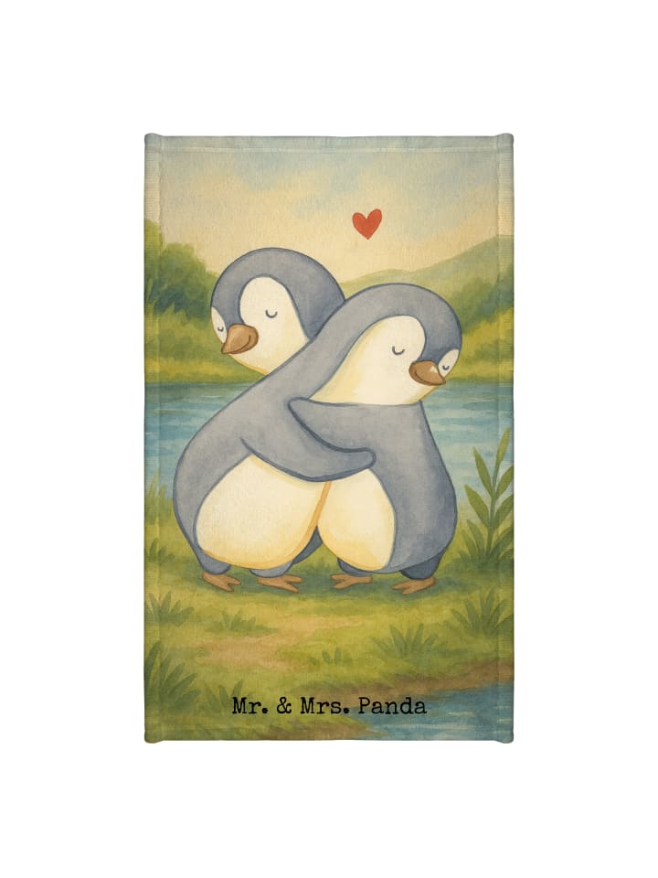 Handtuch Pinguine Kuscheln Design ohne Spruch in Weiß