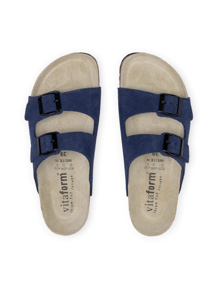 Veloursleder Pantoletten in royalblau