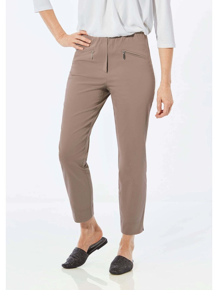 Stretchhose LOUISA, dehnbar & mit Taschen in taupe
