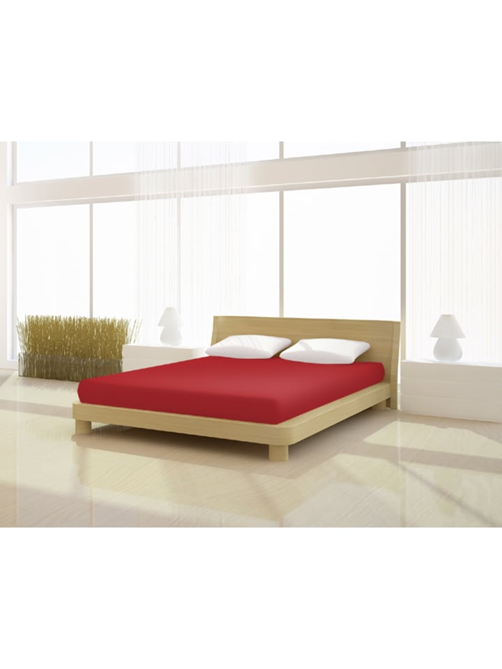 Spannbetttuch Fein Jersey de luxe 90 - 100 x 200 cm in kirsch