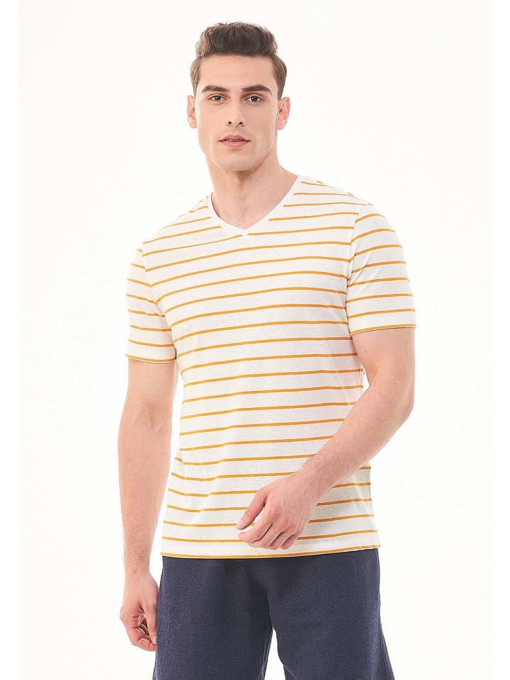 T-Shirt "MOR13644" in Cremeweiß/Mango