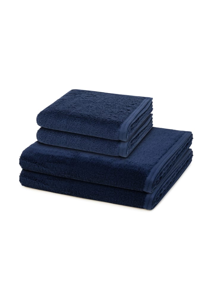 2 X Handtuch 2 X Duschtuch im Set Vegan Life in Marine