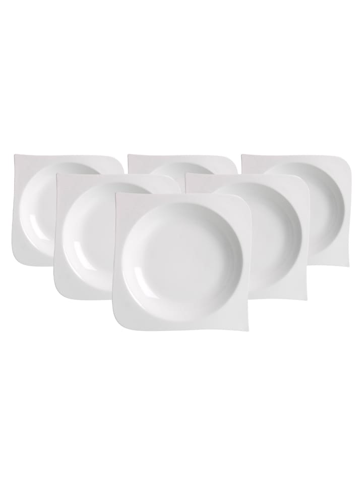 6er Set Suppenteller Melodie in Weiß ø 21 cm