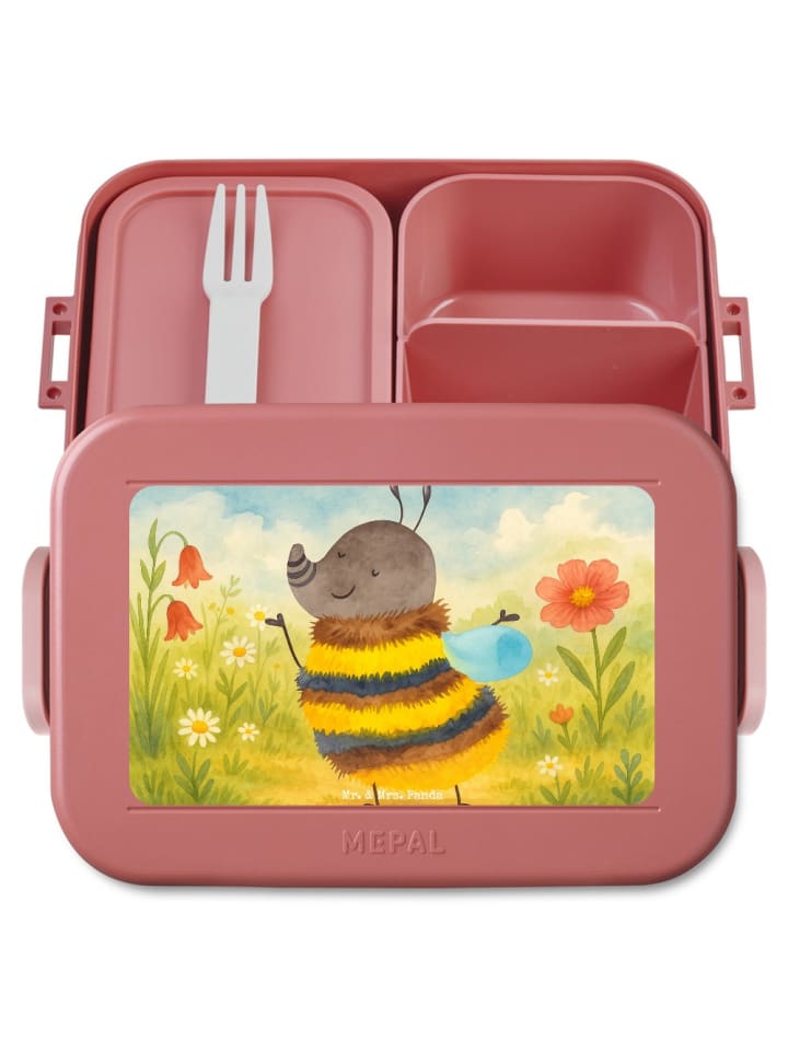 Brotbüchse Hummel flauschig Design ohne Spruch in Rot Pastell