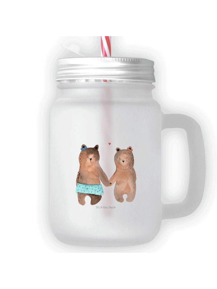 Blümchentailglas Bär Freundin ohne Spruch in Transparent