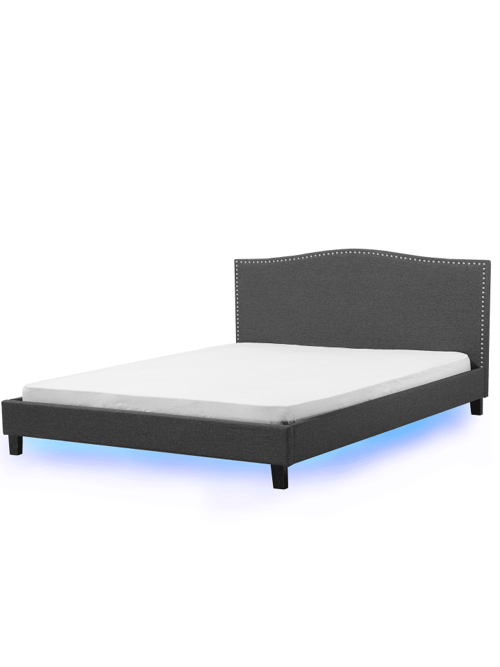 Doppelbett mit LED MONTPELLIER in Grau/Braun - (W) 191 x (H) 122 x (L) 214 cm