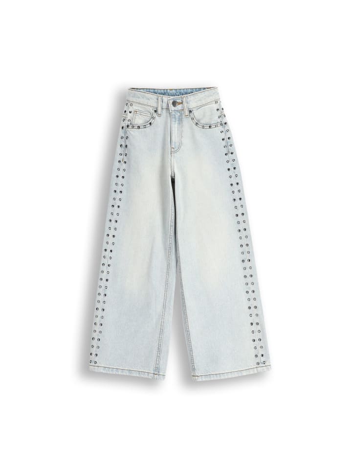 Jeanshose mit weitem Bein in grau
