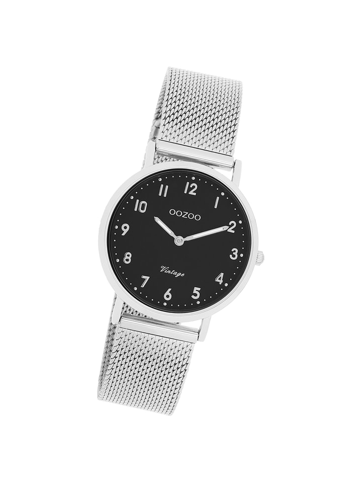 Analog-Armbanduhr Oozoo Vintage Series silber mittel (ca. 32mm)
