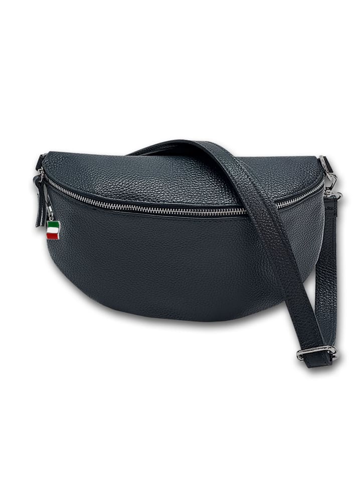 Leder Gürteltasche Florence Tasche dunkelblau ca. 29cm