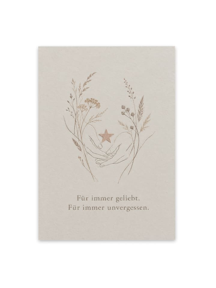 Trauerkärtchen Stern zart Design mit Spruch in Weiß