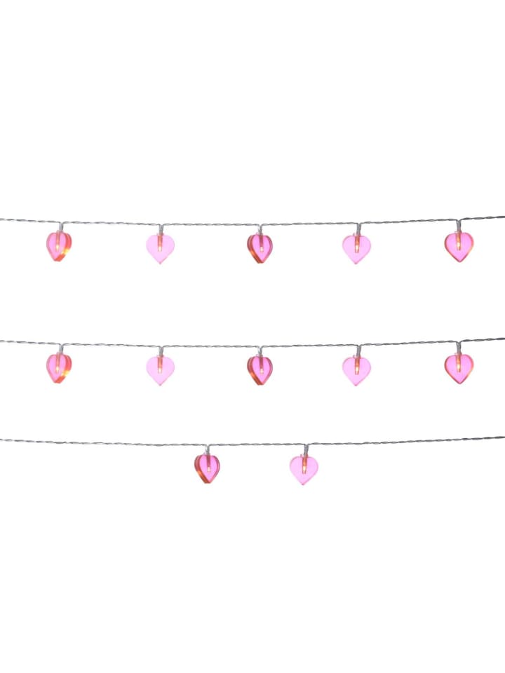 LED Lichterkette Herzen für Valentingstag Muttertag L: 90cm in rosa