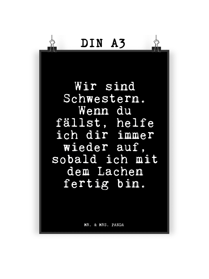 Poster Wir sind Schwestern. Wenn... mit Spruch in Schwarz