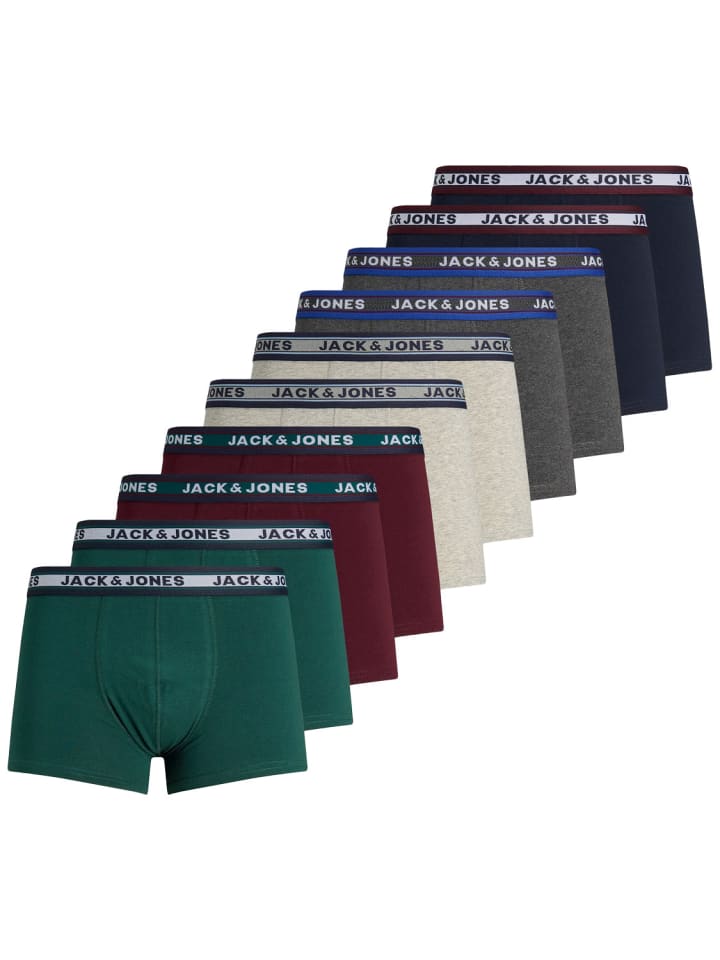 Set 10er Pack Trunks Boxershorts Stretch Unterhose in Grau