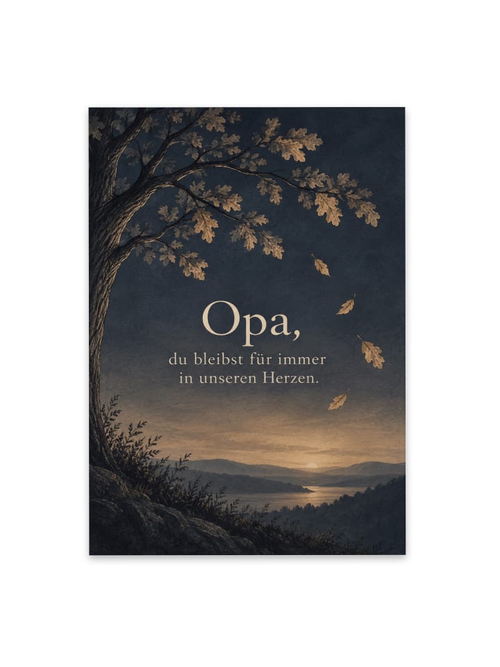 Trauerspruchkarte Baum würdevoll Design mit Spruch in Weiß