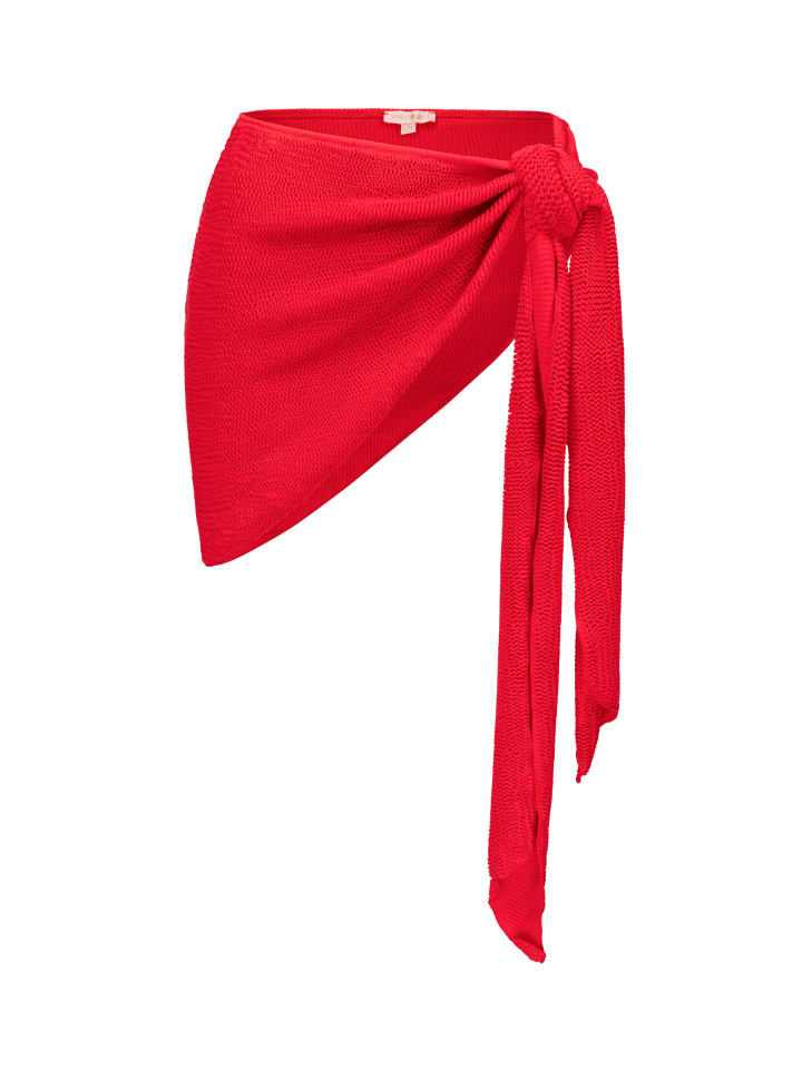 Sarong Scrunch Short Ruffle in Red