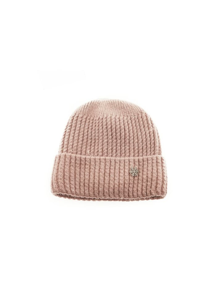 Mütze mit Schneeflockenmotiv für Damen in Rosa
