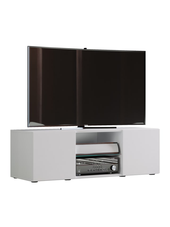 Holz TV Lowboard Möbel Fernsehschrank Lowina L in Weiß