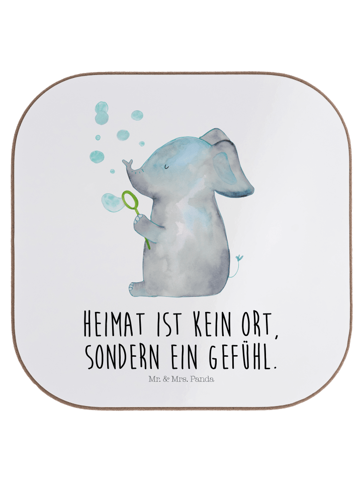 Coaster Elefant Seifenblasen mit Spruch in Weiß