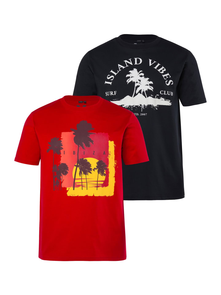 Kurzarm T-Shirt in rubinrot