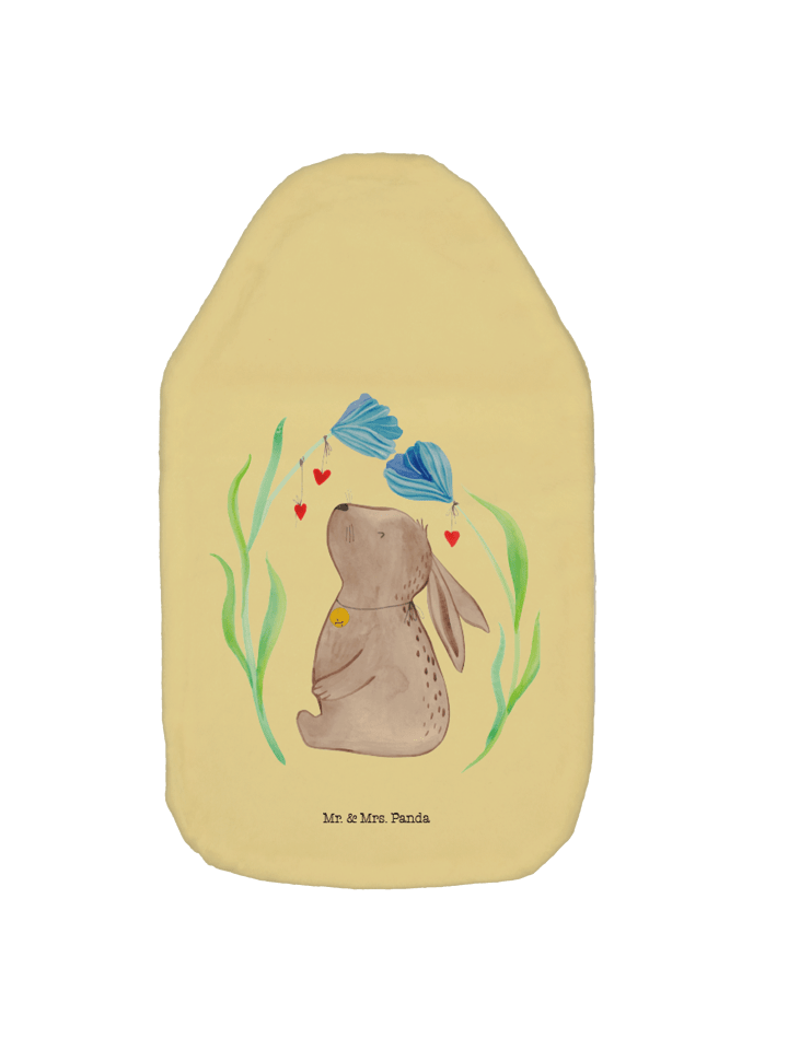 Wärmflasche Hase Blume ohne Spruch in Gelb Pastell