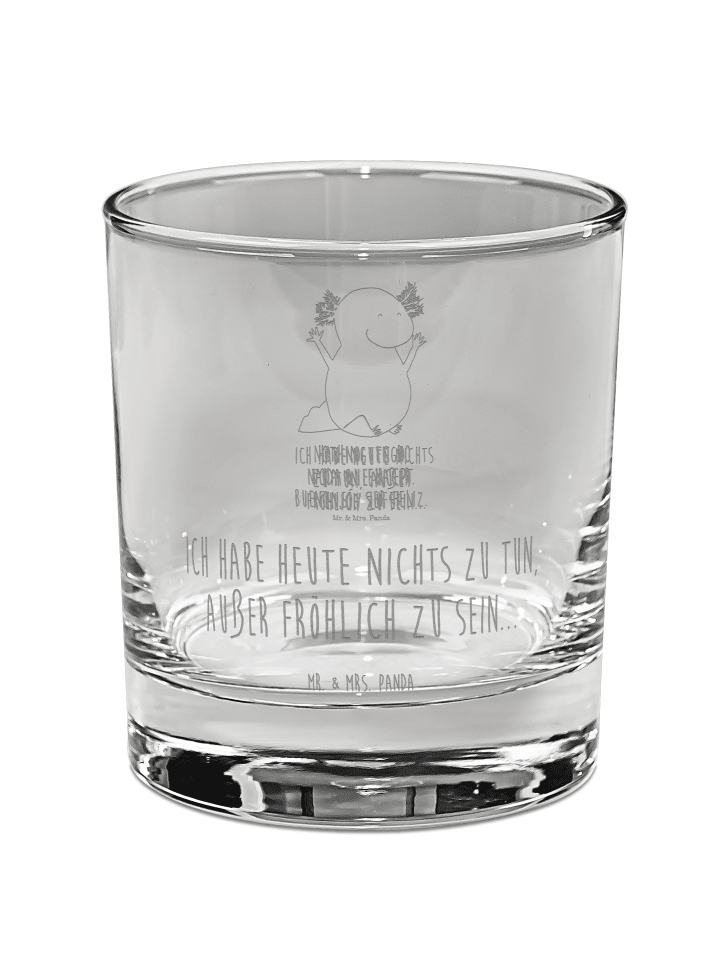 Rumglas Axolotl Hurra mit Spruch in Transparent