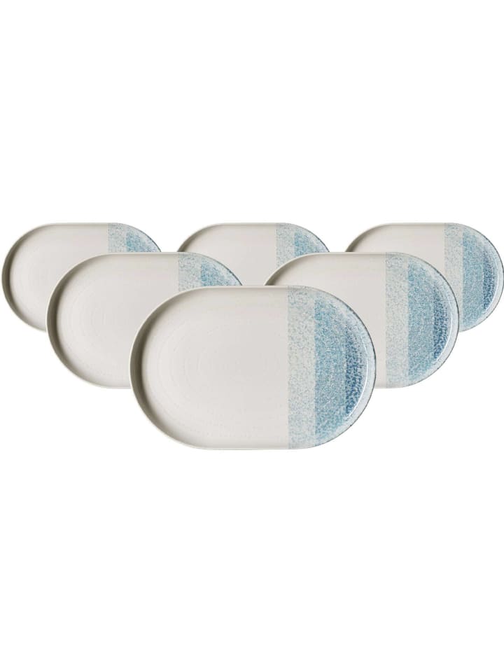 6er Set Servierplatten Trio in Blau 30 x 20 cm