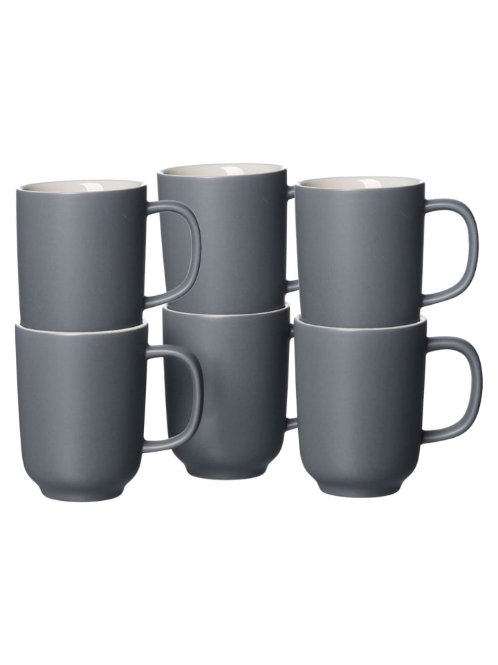 6er Set Kaffeebecher Jasper in Grau 285 ml