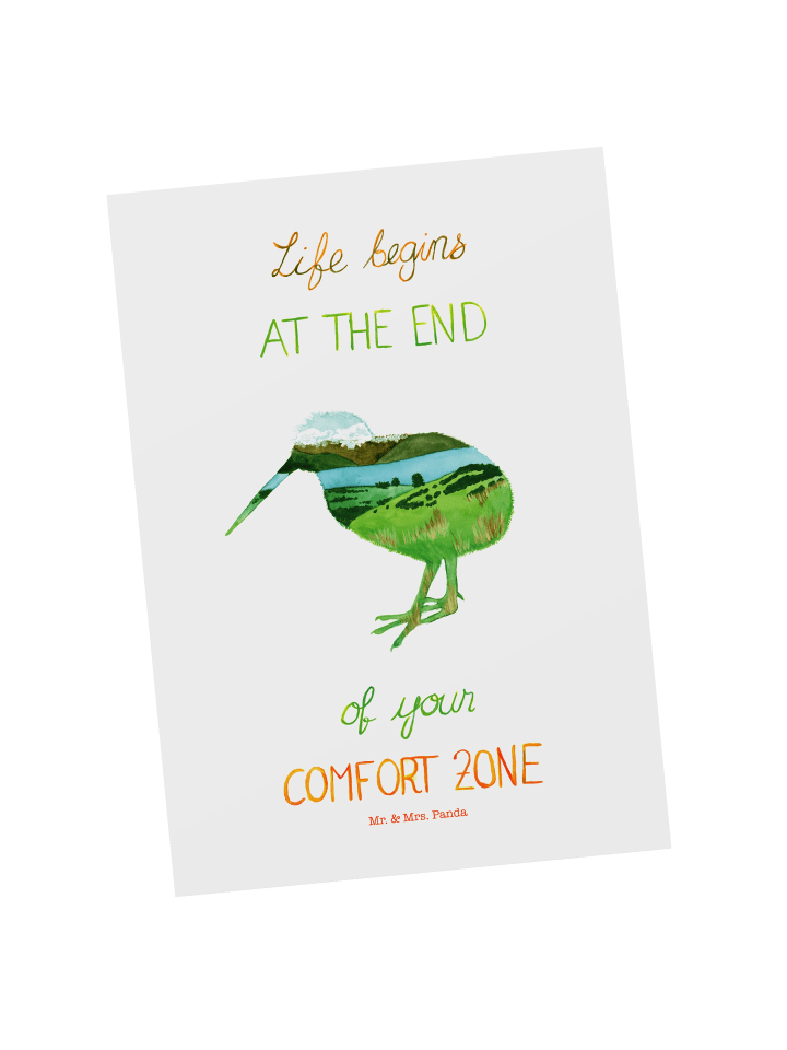 Postkarte Kiwi Neuseeland mit Spruch in Bunt