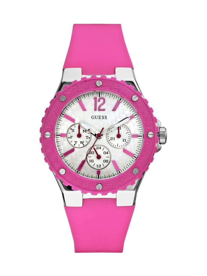 Quarzuhr in Silber/Pink 39 mm