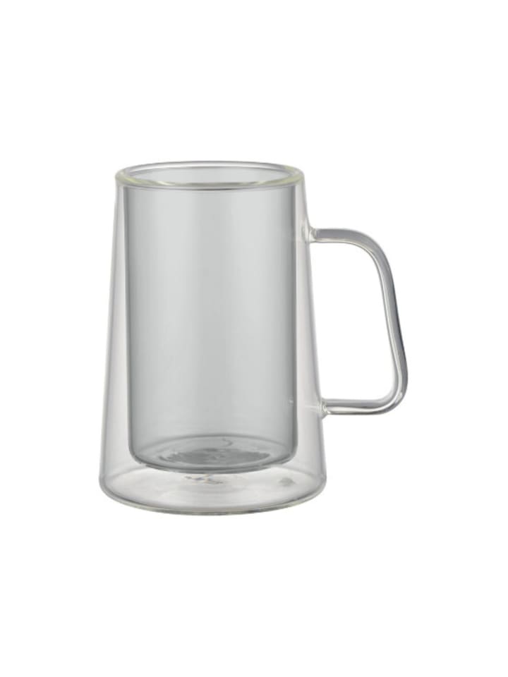4 teiliges Set Doppelwandige Kaffeegläser mit Henkel 200 ml in Anthrazit
