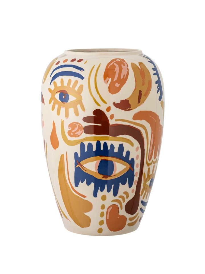 Vase HORUS Natur mit Aufdruck Orange Blau 32x22 cm