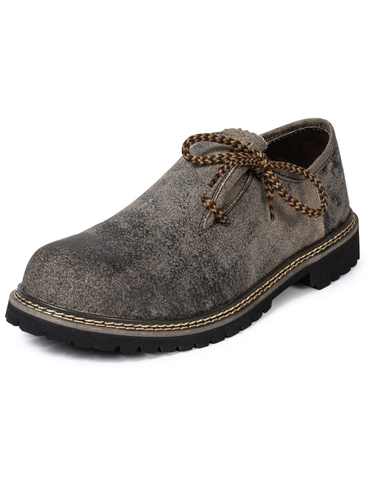 Haferlschuhe Trachten Schnürschuh Echtleder ANTIK in Mitternachtsgrau