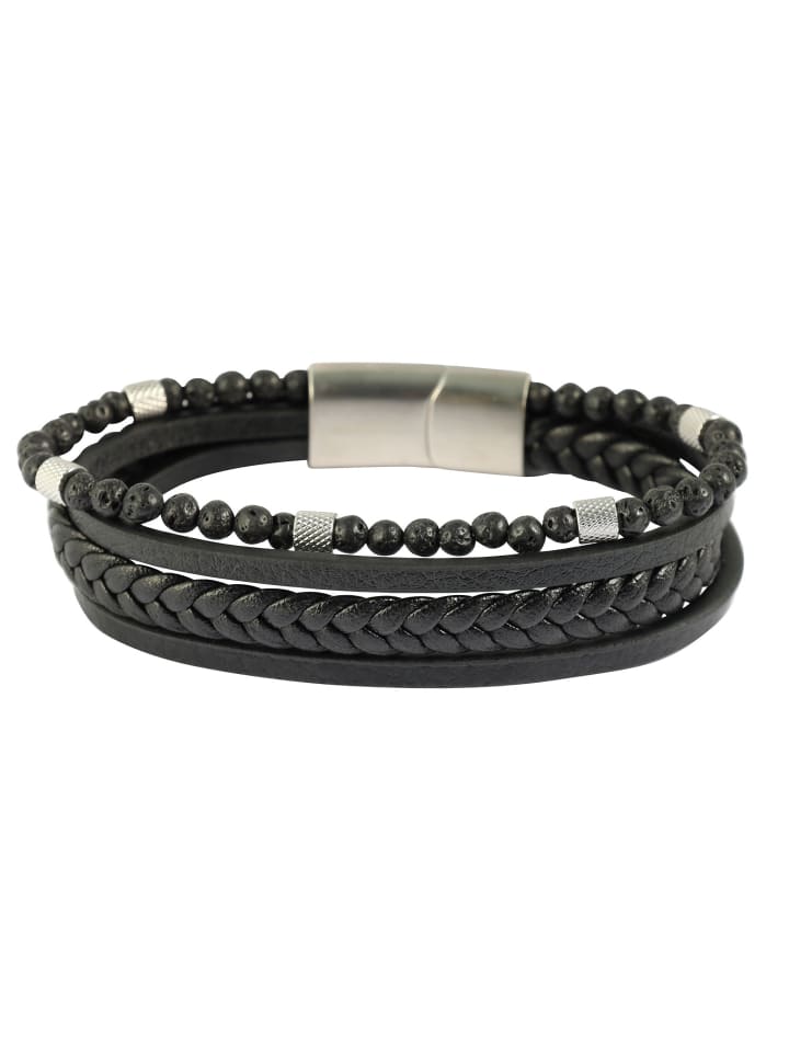 Herren Armband – Lederarmband aus Leder 19 cm in schwarz