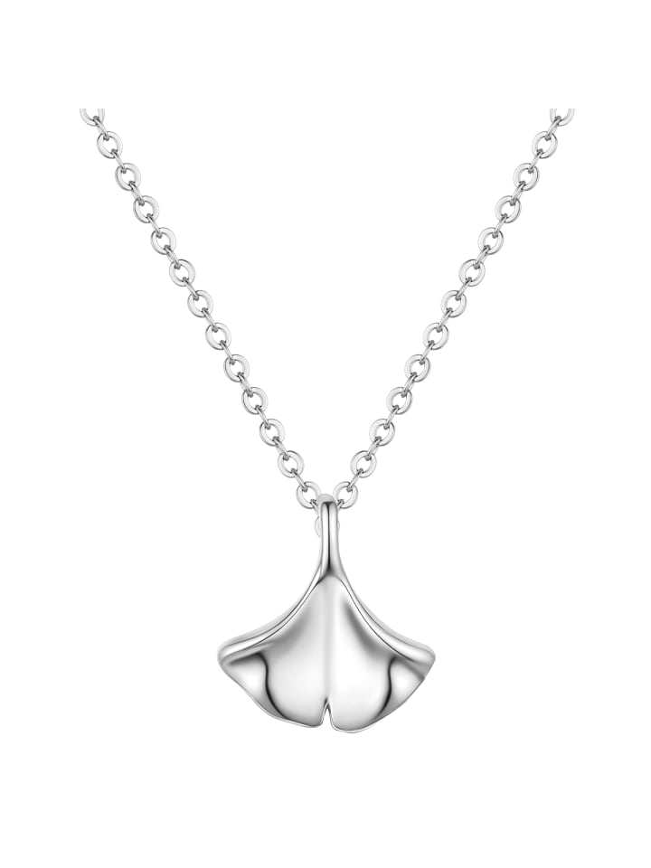 Kette Ginkgoblatt aus Messing mit Zirkonia in silber