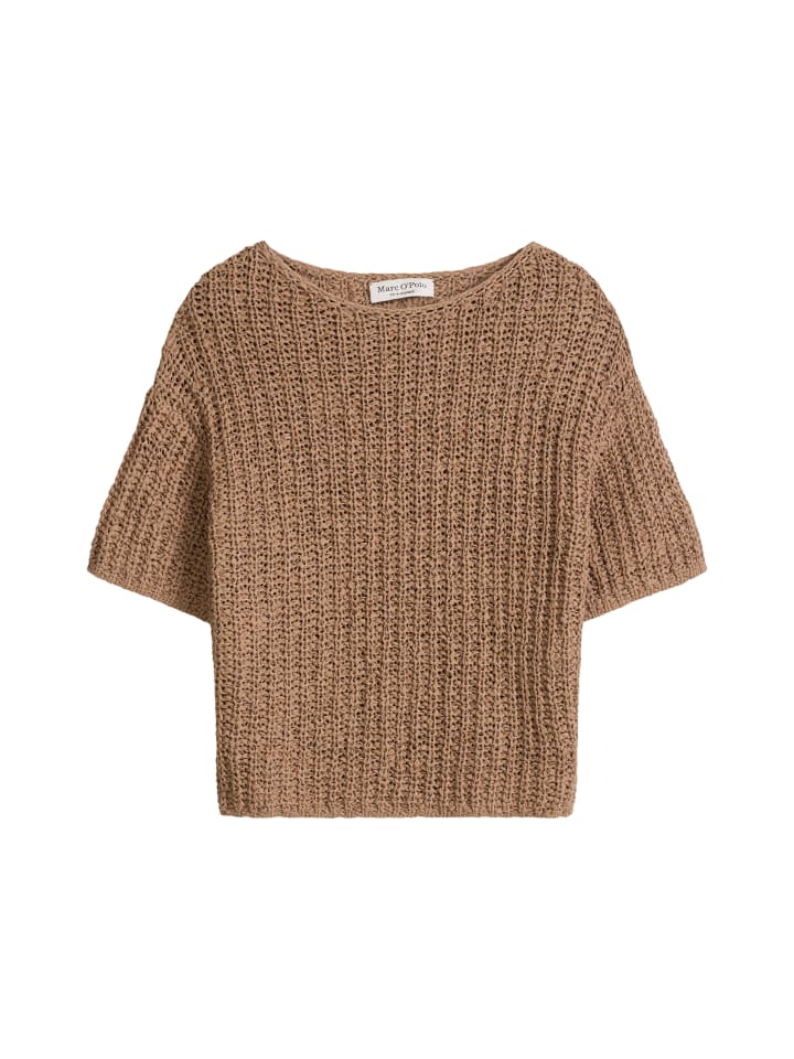 Kurzarm-Strickpullover boxy in Burnt Brown
