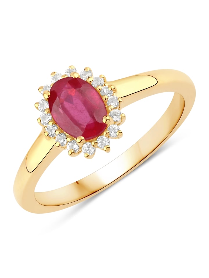 Ring aus Sterling Silber aus Rubin (glasgefüllt) in gelbgold