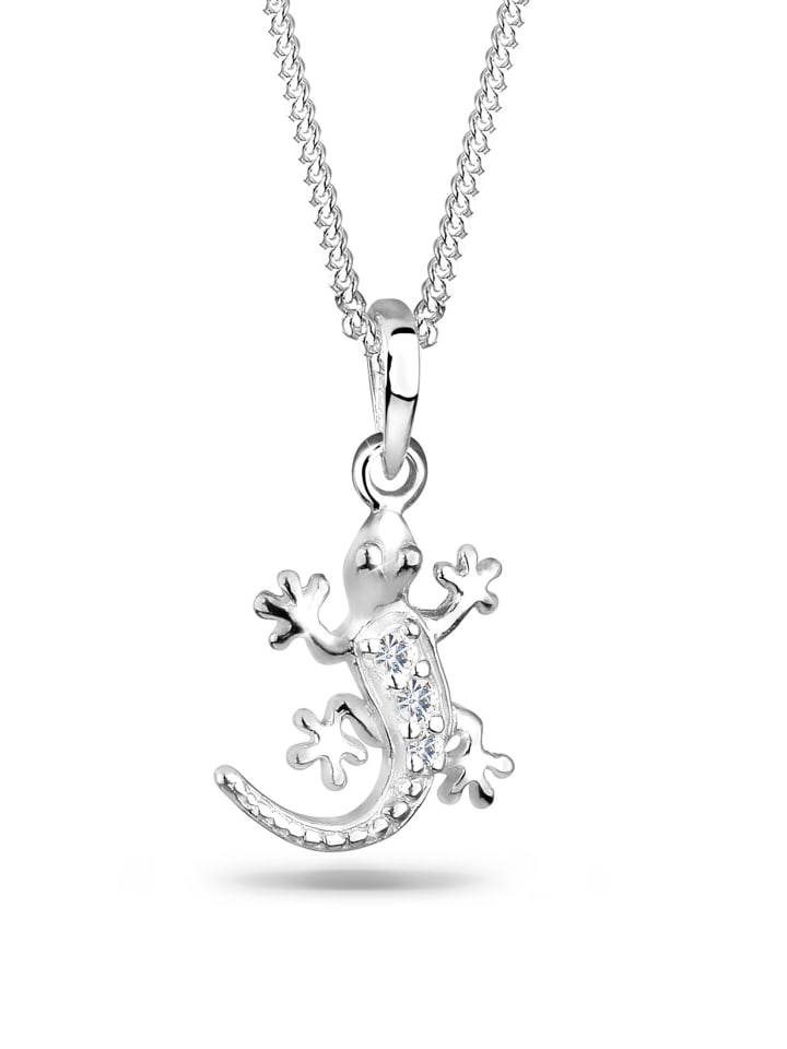Halskette 925 Sterling Silber Eidechse in Weiß