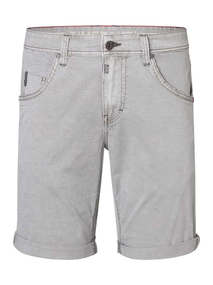 Gestreifte Chino-Shorts mit Taschendetails in Grau