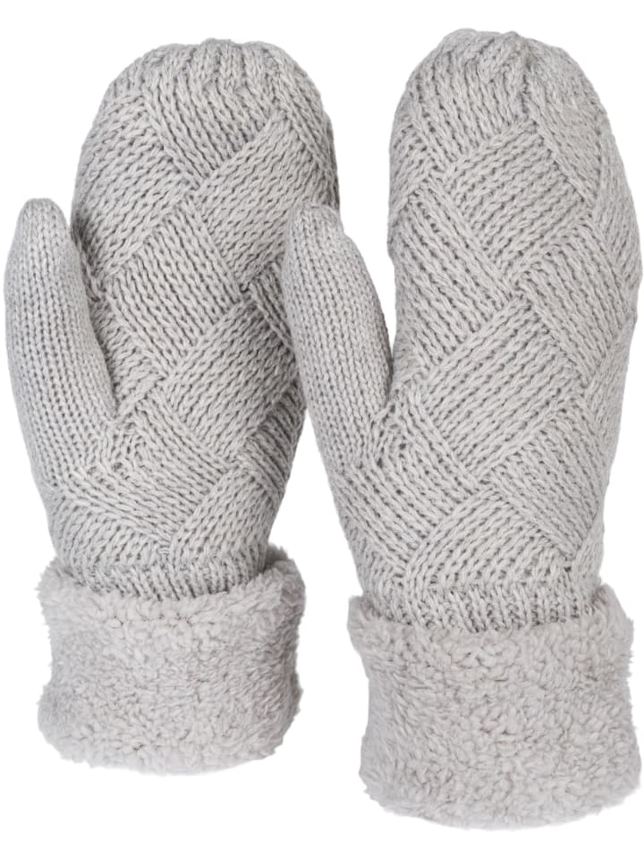 Strick Fäustlinge Handschuhe in Hellgrau