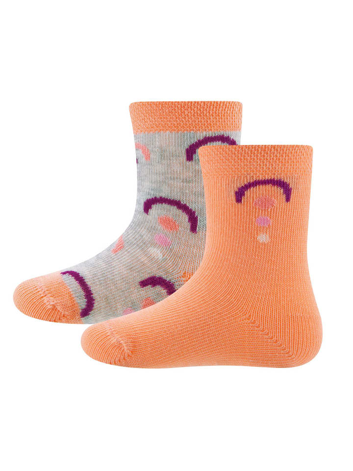 2er-Set Socken 2er Pack Regenbogen in apricot-hellsilber mel.