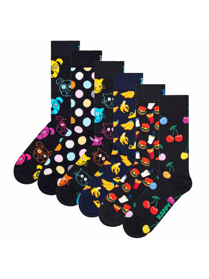 Socken 6er Pack in Dog-Banana