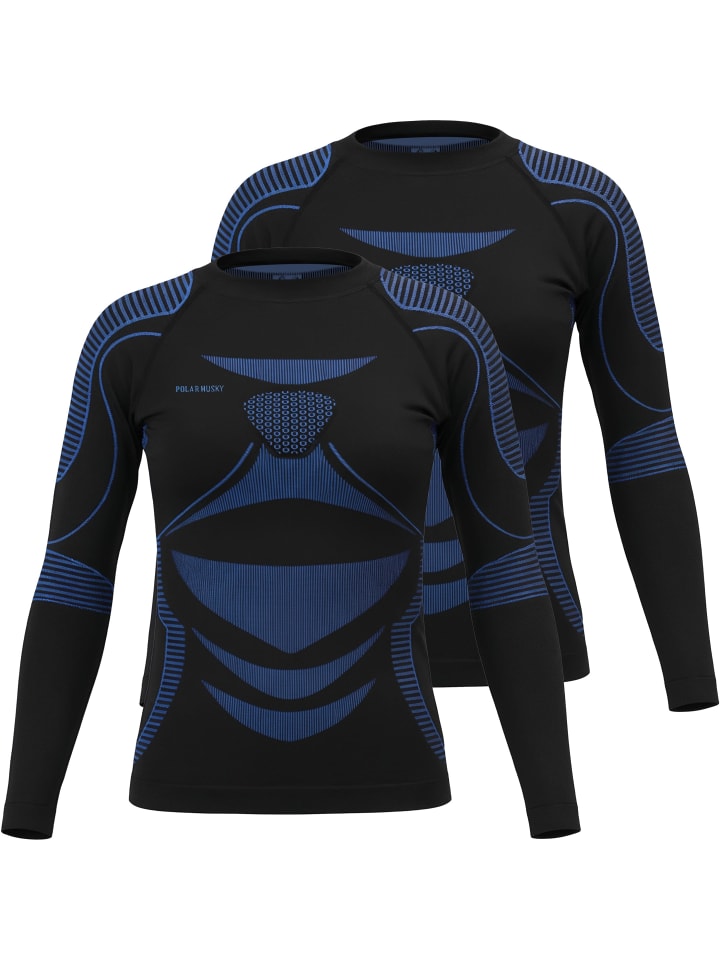 2x Thermo-Langarmshirt UNISEX in Schwarz/Blau