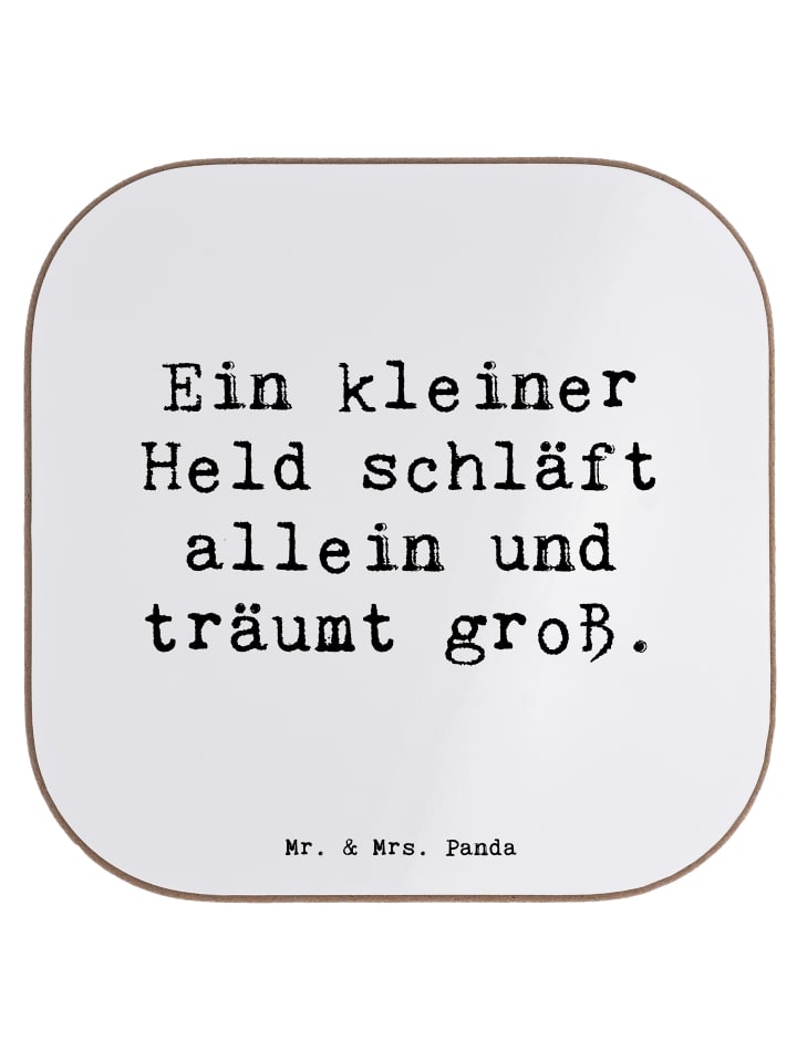 Glasuntersetzer Spruch Alleine schlafen lernen ... in Weiß