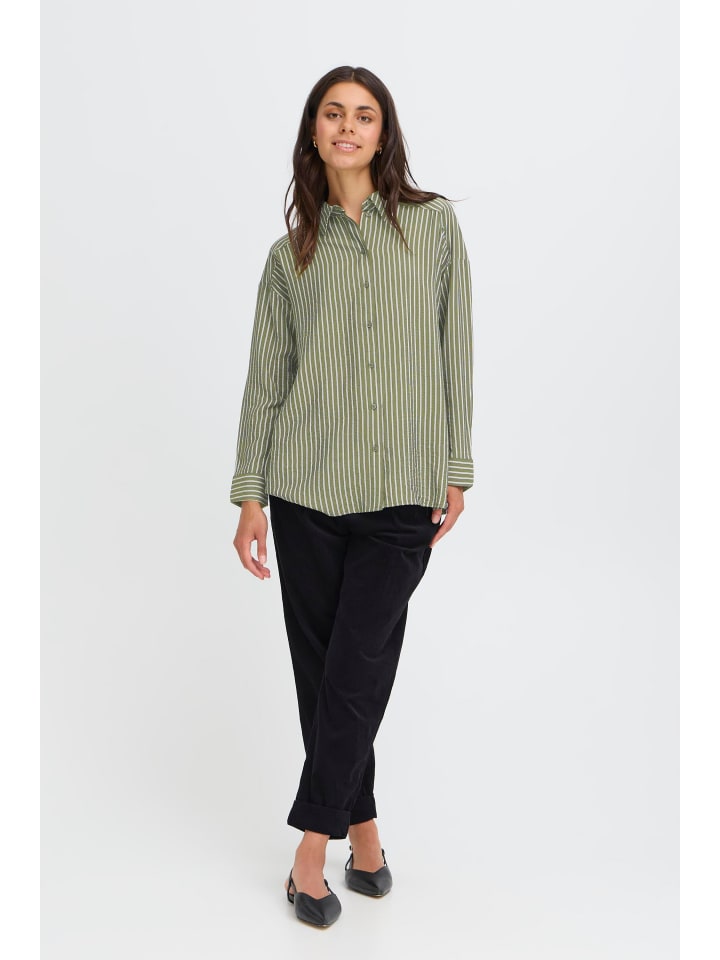 Langarm - Hemd FRHION Loose fit in Dusty Olive Mix