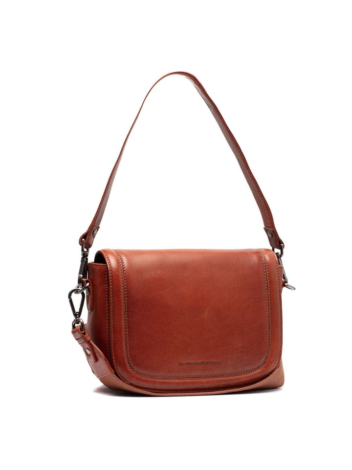 Lizzola Schultertasche Leder 24 cm cognac