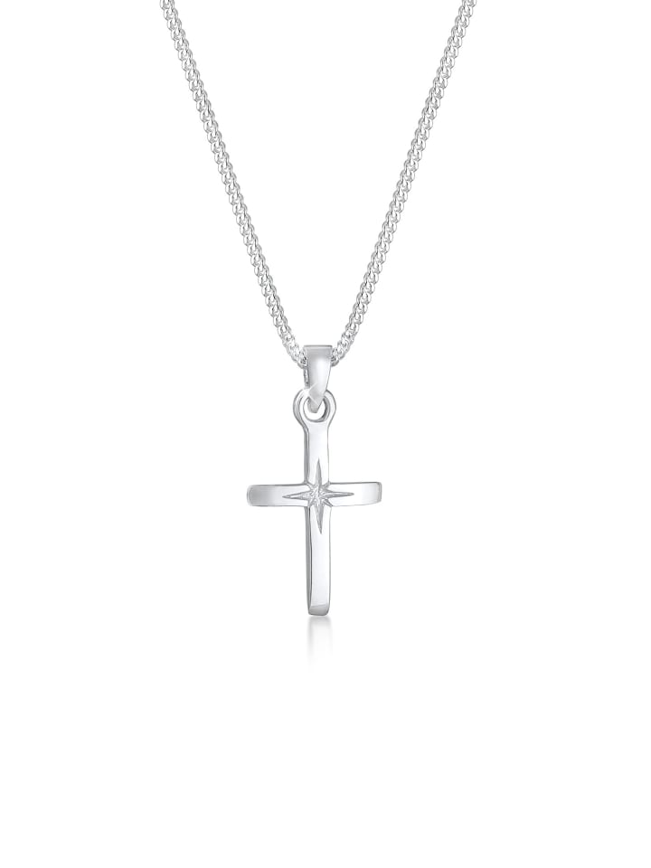Halskette 925 Sterling Silber Kreuz in Silber