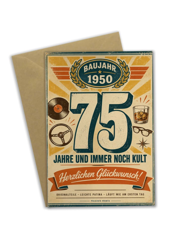 Geburtstagskarte Geburtstagskarte retro Design ... in Weiß