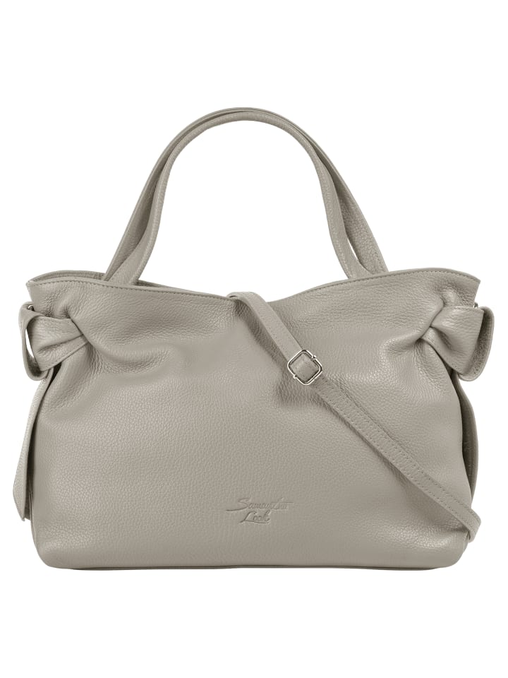 Handtasche echt Leder in grau
