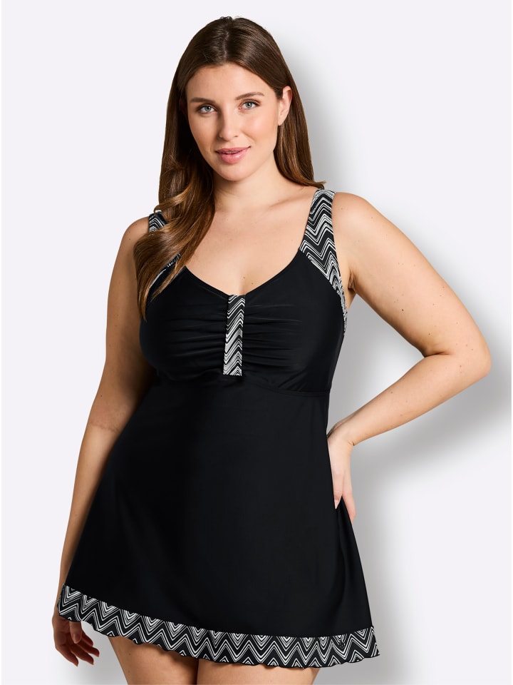 Tankini-Top in schwarz-weiß-bedruckt